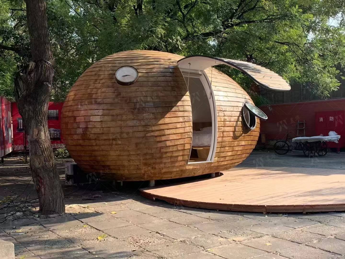 Egg-shaped wooden house